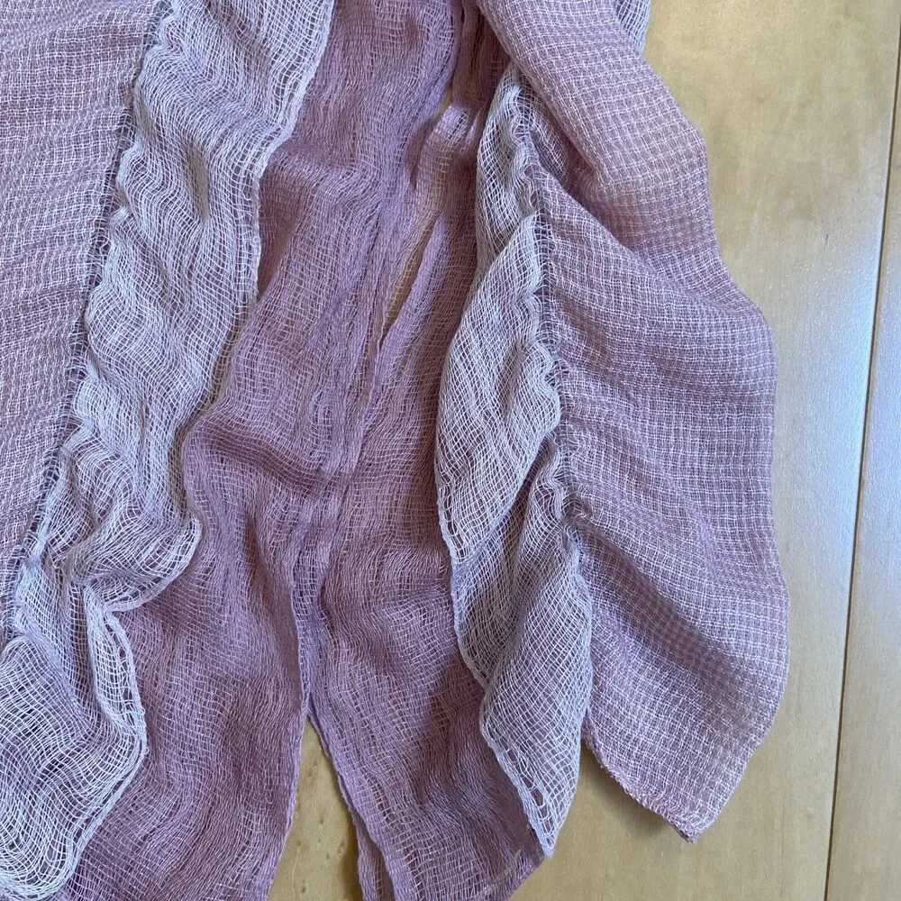 PRETTY SOFT PINK unbranded Cotton Blend Ruffle Long Scarf